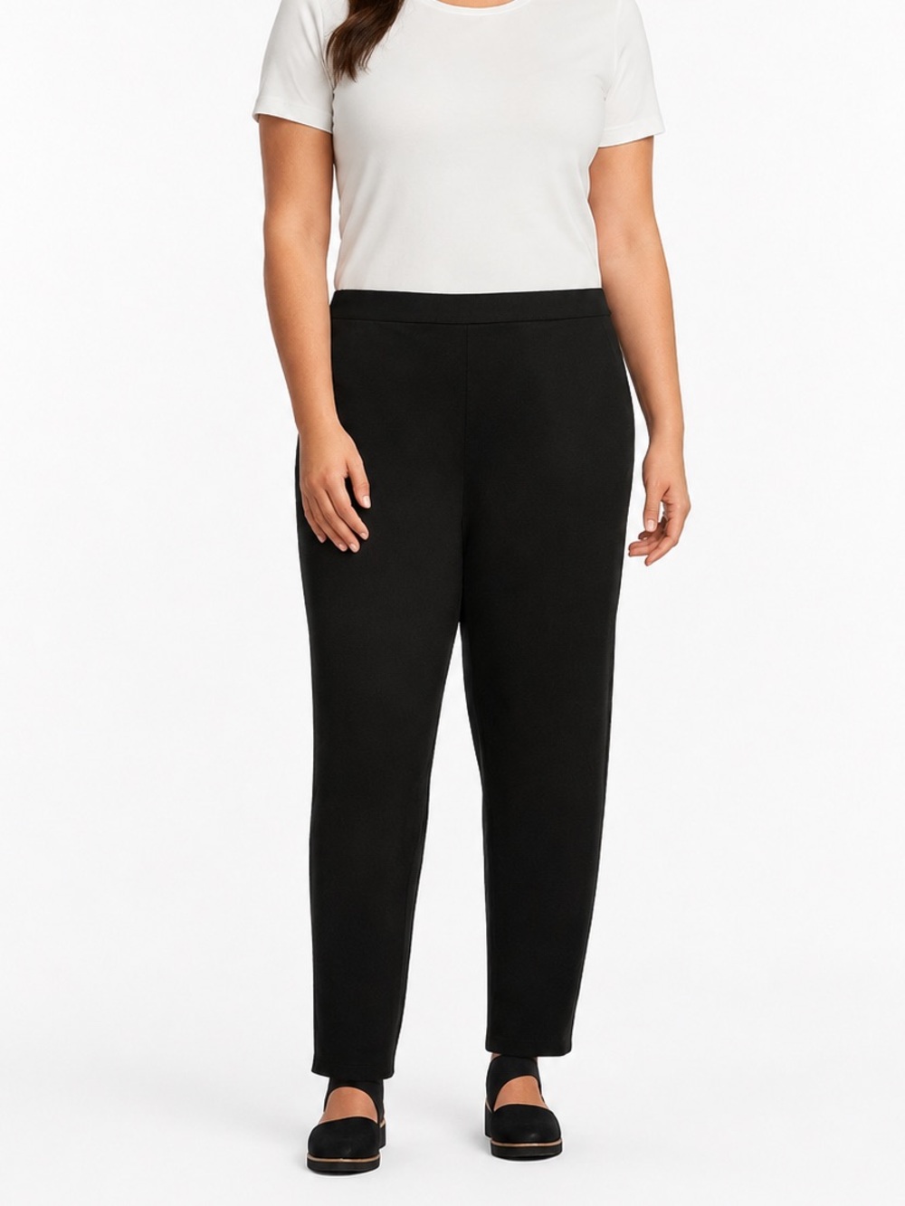 Eileen Fisher Pants Plus Womens Black 0687 Terry Pull On Tapered cotton size 1X